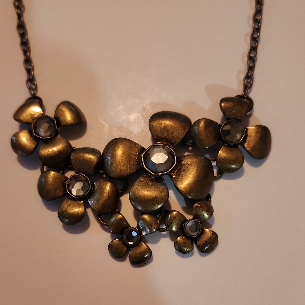 Meadow- Antique Gold Floral Necklace 17in-20in